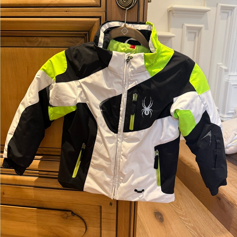 Spyder Black and White Puffer Jacket for Winter Sports